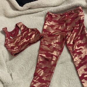 BCGRed & Gold Metallic Camo Leggings & Sports Bra Set